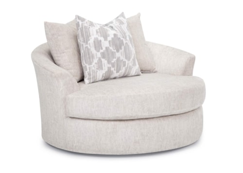 Transitional Swivel Lounger with Throw Pillows