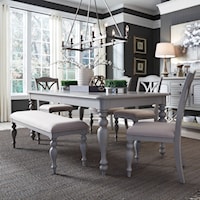 6-Piece Transitional Dining Set with Leaf Insert