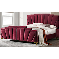 Glam Upholstered Queen Bed with Channel Tufting