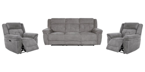 Contemporary Power Reclining Sofa and Two Recliners Set