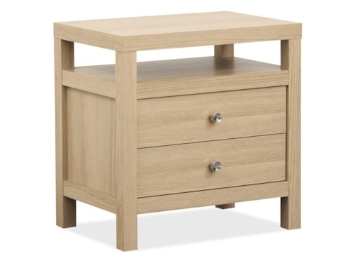 Casual Contemporary 2-Drawer Nightstand with Built-in USB Charging Ports