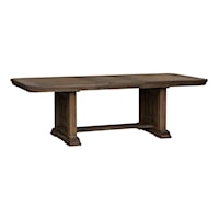 Transitional Trestle Table with Self-Storing Leaf