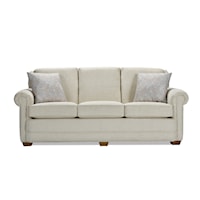 Casual Sofa with Rolled Arms and Tapered Wood Feet