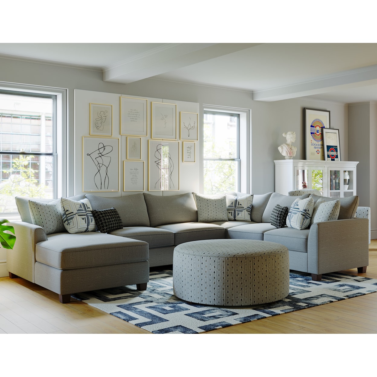 Fusion Furniture 28 PALM BEACH IRON 3-Piece Sectional with Left Chaise