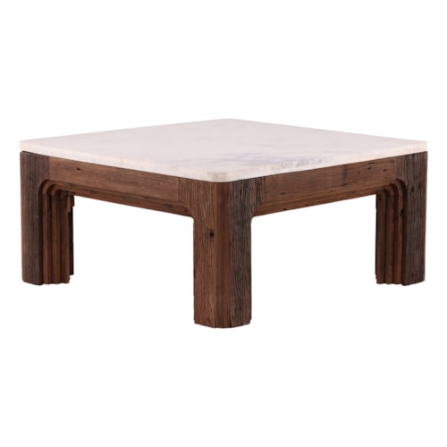 Contemporary Square Coffee Table with Marble Top