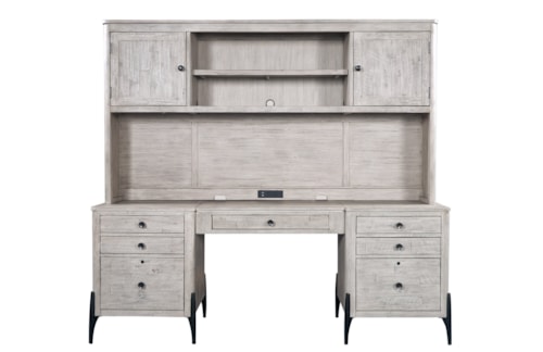 Contemporary Credenza and Hutch with USB Ports