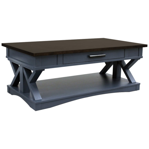 Farmhouse Cocktail Table with Hidden Casters