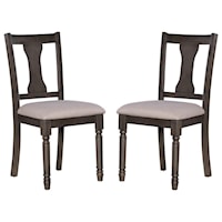 Rustic Dining Side Chair with Upholstered Seat 2-Pack