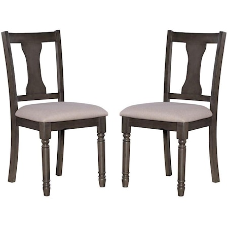 Rustic Dining Side Chair with Upholstered Seat 2-Pack