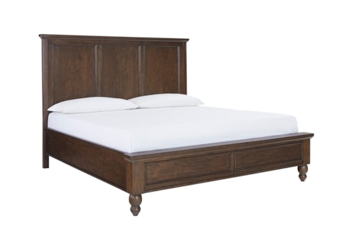 Transitional King Panel Bed with Headboard USB Charging Ports