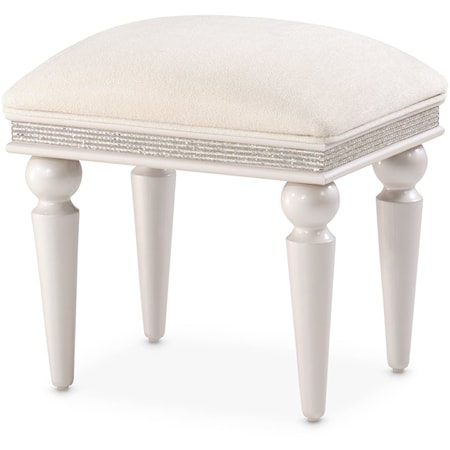 Glam Upholstered Vanity Bench with Crystallized Accent Band