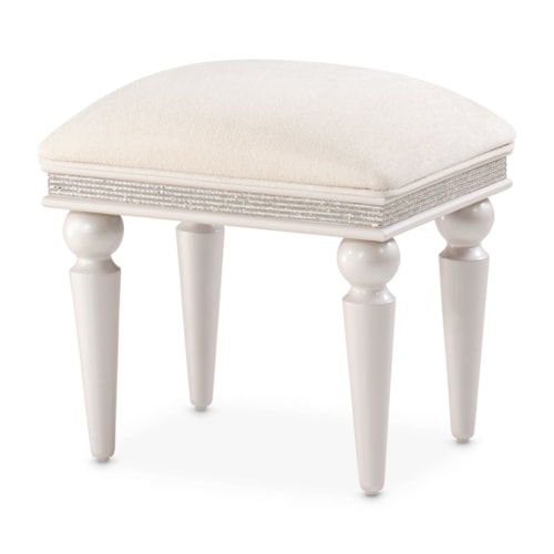 Glam Upholstered Vanity Bench with Crystallized Accent Band