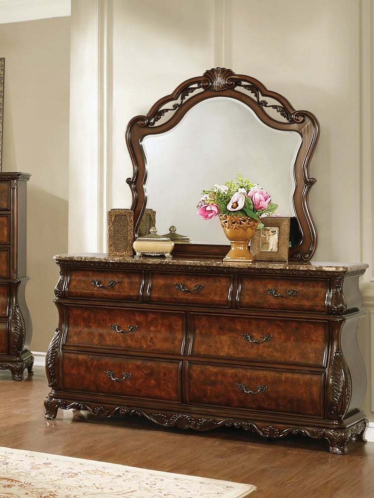 Exeter Arched Dresser Mirror Burl
