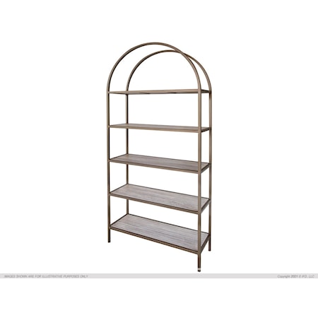 Sahara Rustic Arched 5-Shelf Bookcase