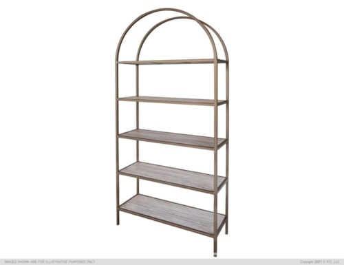 Sahara Rustic Arched 5-Shelf Bookcase
