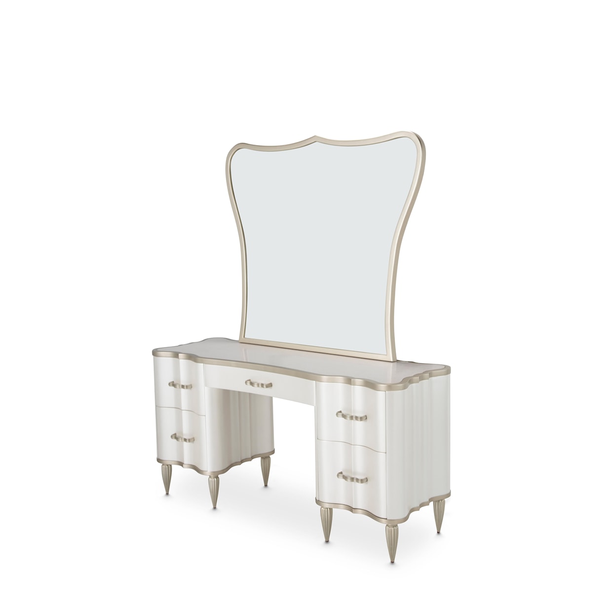 Michael Amini London Place 5-Drawer Vanity Desk and Mirror