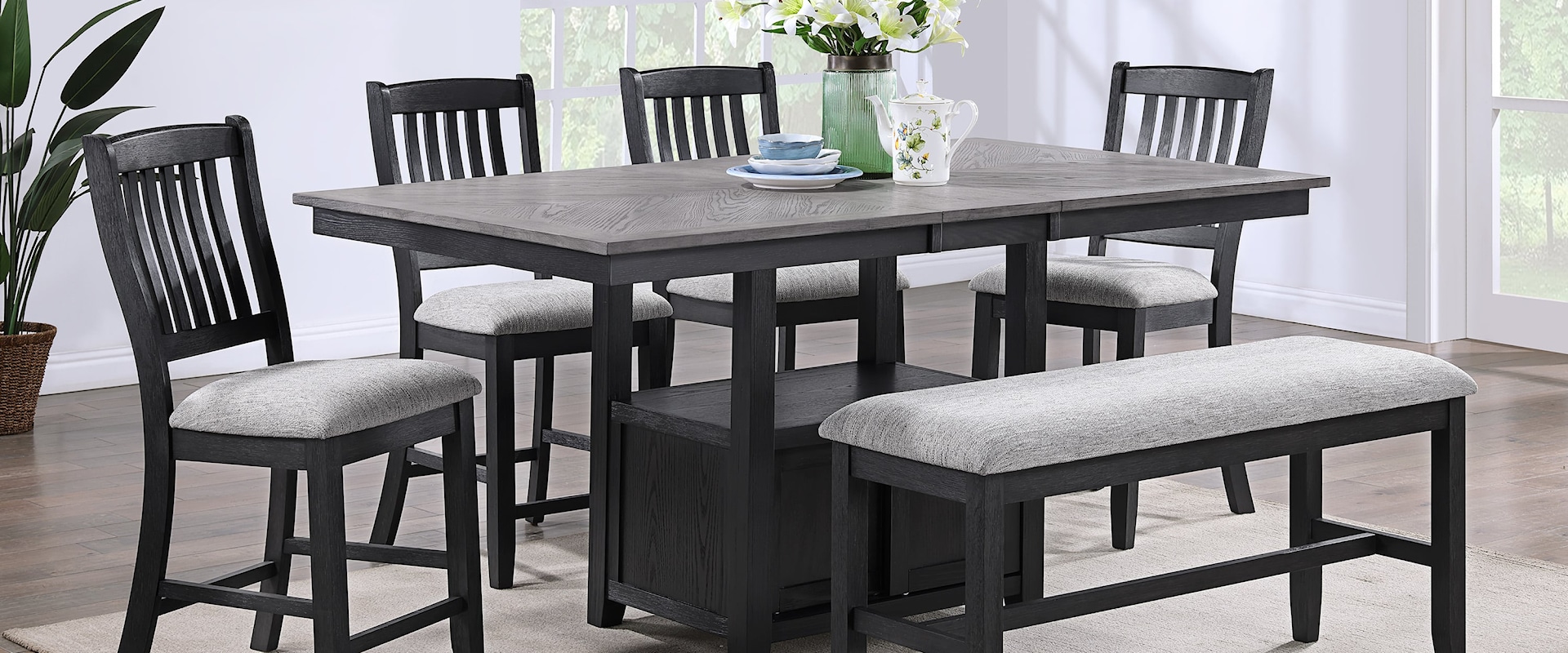 Buford 6-Piece Transitional Counter Height Dining Set