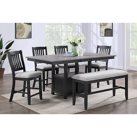 Buford 6-Piece Transitional Counter Height Dining Set
