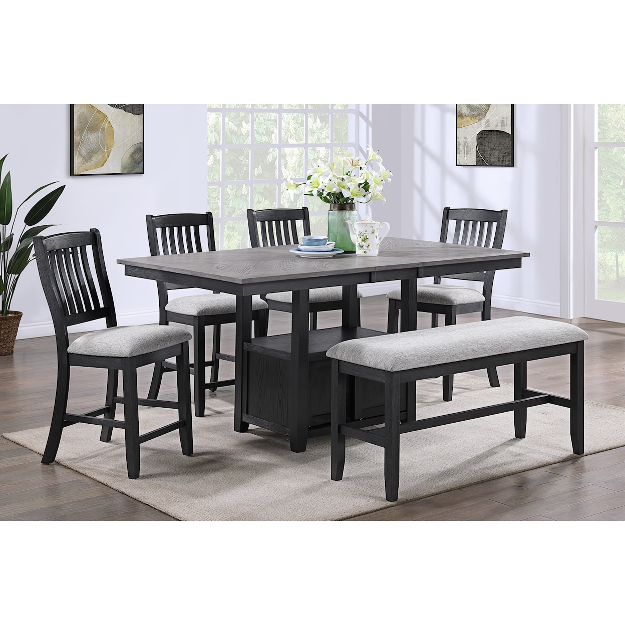Crown Mark Buford 6-Piece Counter Height Dining Set