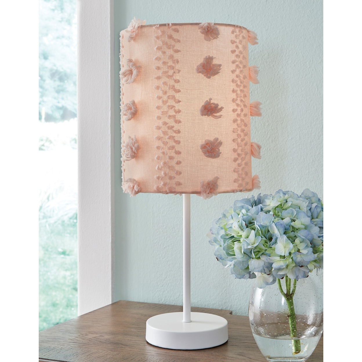 Ashley Furniture Signature Design Lamps - Casual Kaelene Pink/White Metal Table Lamp