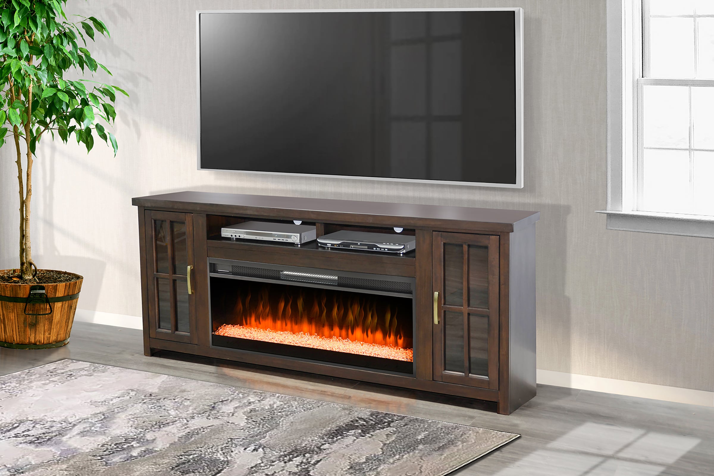 76" Media Console with Electric Fireplace