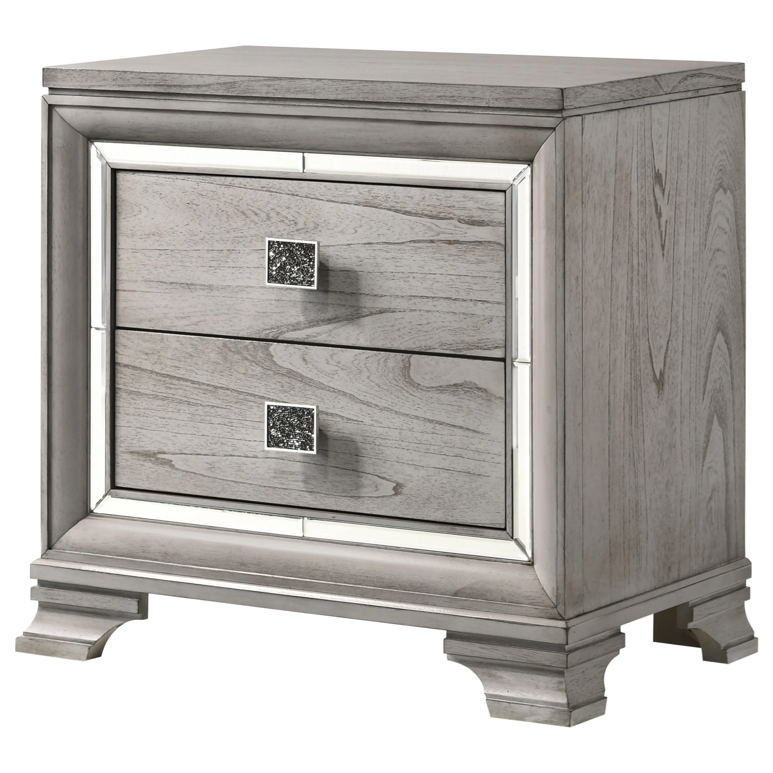 Crown Mark Vail B7200-2 Glam 2-Drawer Nightstand with Mirrored Accents ...