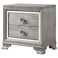 Glam 2-Drawer Nightstand with Mirrored Accents