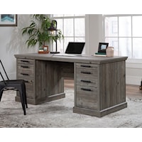 Modern Farmhouse Double Pedestal Executive Desk with File Drawers