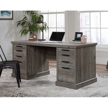 Modern Farmhouse Double Pedestal Executive Desk with File Drawers