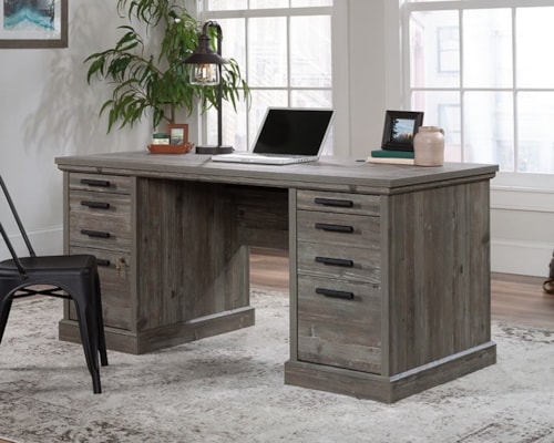 Modern Farmhouse Double Pedestal Executive Desk with File Drawers
