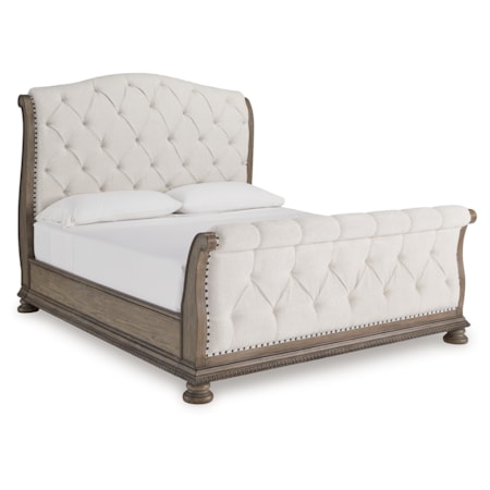 California King Upholstered Sleigh Bed