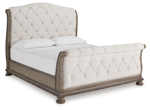California King Upholstered Sleigh Bed