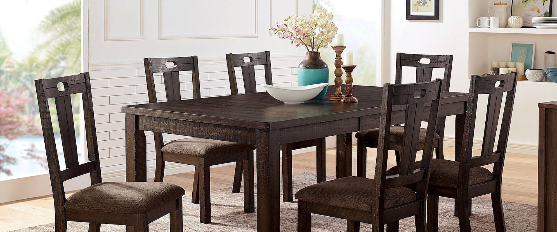 Rustic 7 Piece Dining Table Set