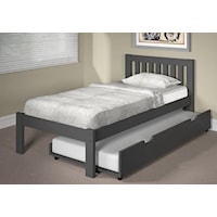 Mission Style Twin Bed with Trundle Storage - Grey