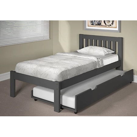Mission Style Twin Bed with Trundle Storage - Grey