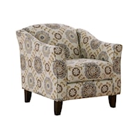 Casual Medallion Accent Chair with Exposed Wooden Legs