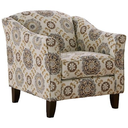 Medallion Accent Chair with Wooden Legs