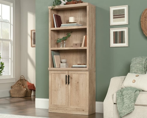 Farmhouse 2-Door Library Bookcase with Adjustable Shelves