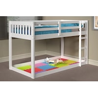 Mission Style Low Twin Bunk Bed - White