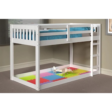 Mission Style Low Twin Bunk Bed - White