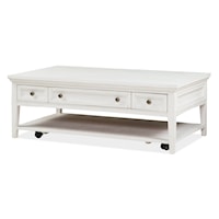 Rectangular 3-Drawer Cocktail Table with Casters
