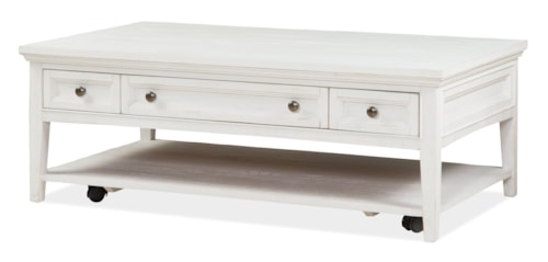 Rectangular 3-Drawer Cocktail Table with Casters