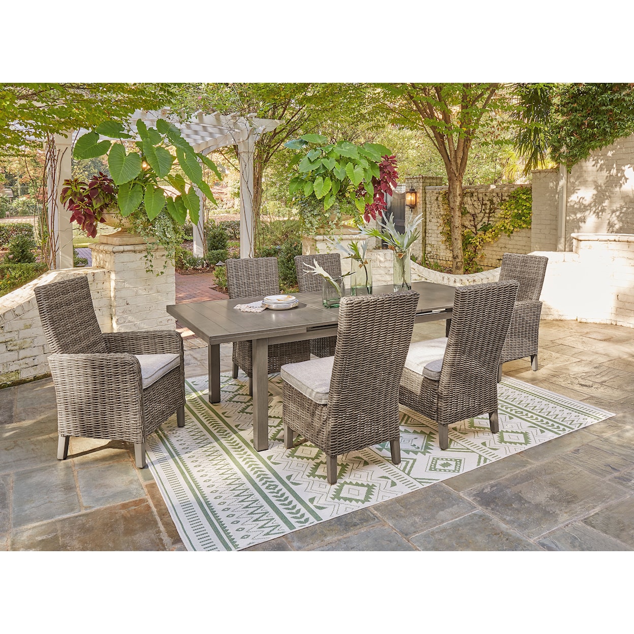 Ashley Furniture Signature Design Beach Front 7-Piece Outdoor Dining Set