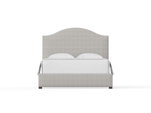 Transitional King Upholstered Bed with Arched headboard