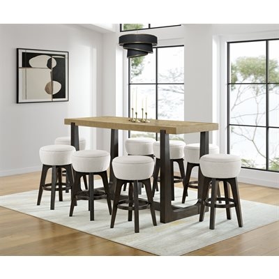 Contemporary 9-Piece Dining Set with Bar Stools