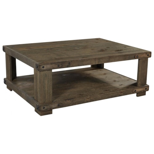 Farmhouse Cocktail Table with Lower Shelf
