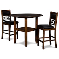 Contemporary 3-Piece Counter Height Table and Chair Set with Drop Leaves