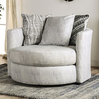 Transitional Off-White Swivel Chair