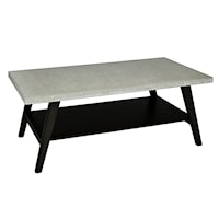 Transitional Rectangular Cocktail Table with Concrete Textured Top