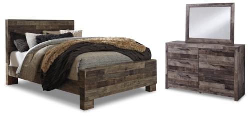 Queen Panel Bed, Dresser And Mirror